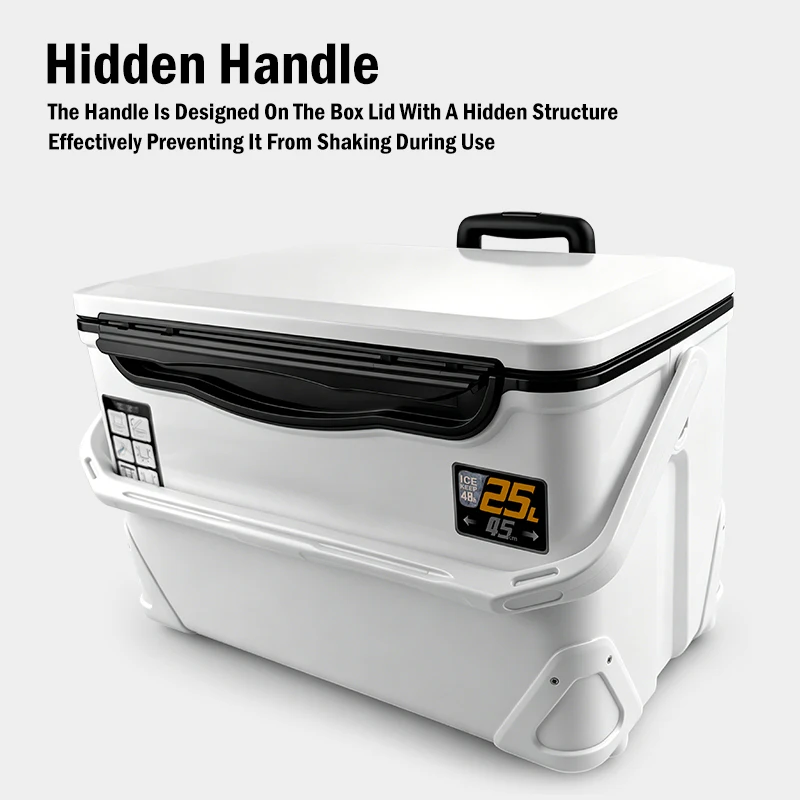 LEYDUN 25L Pull Rod Fishing Cooler Box Fishing Tackle Boxes Tank Case Gear Tools Fish Storage Fishing Tools Portable Air Holes 썸네일 5