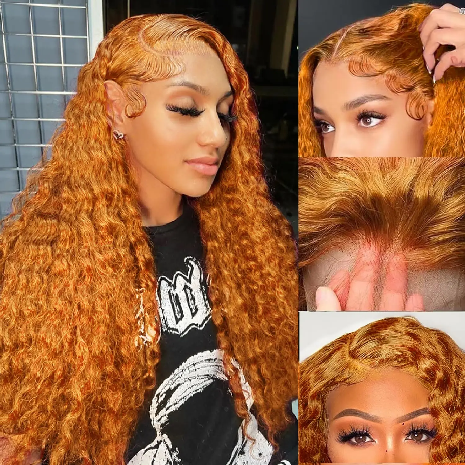 20inch Ginger Lace Front Wigs Human Hair 13x4 Hd Lace Ginger Curly Wigs Lace Frontal Human Hair Ginger Orange Colored For Women