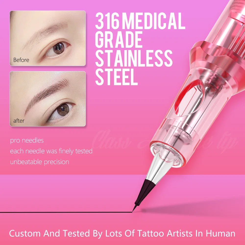 Ambition 1RL 20pcs Pink Tattoo Cartridge Needle Size 0.2mm 0.25mm 0.3mm 0.35mm Round Liner Mix Needle for Tattoo Machine Supply