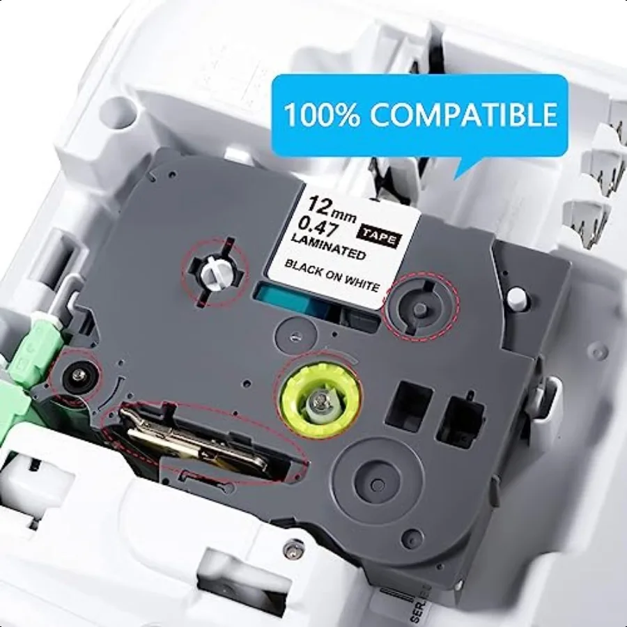 TZE231 Compatible Label Tape Replacement for Brother TZe231 TZ231 Laminated P Touch Label Maker Tape Black on White for PTD200