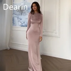 Customized Evening Gown Dearin Scoop Neckline Column Floor Length Skirts Vertically Bespoke Occasion Dresses Saudi Arabia Formal