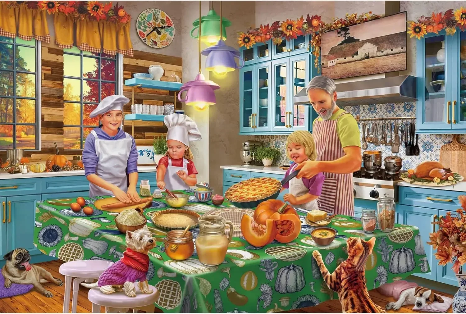300/500/1000Pcs Adult Jigsaw Puzzle Kitchen Baking Wooden Puzzle for Gameroom Bedroom Livingroom Decor Family Fun Activity