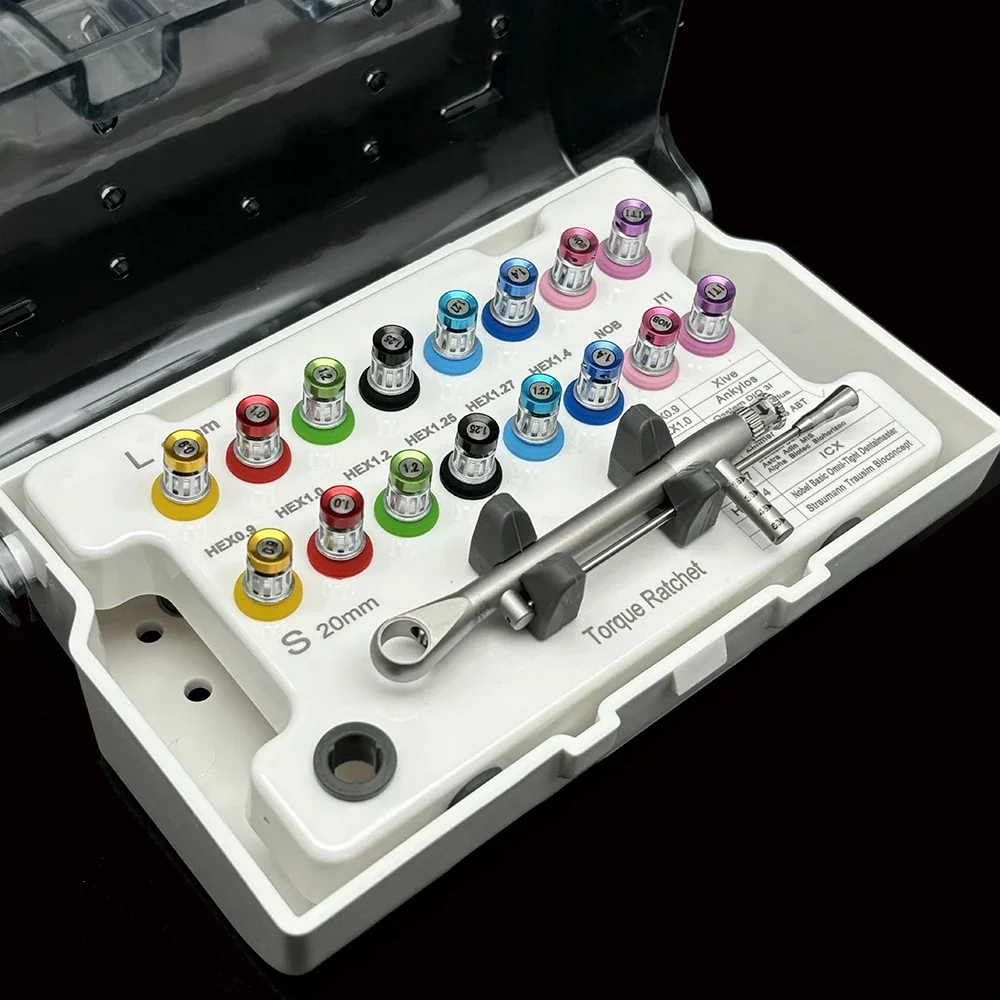 Universal Dental Implant Screwdriver Set Autoclavable Case Torque Wrench Prosthetic Components Clinic Lab Tools