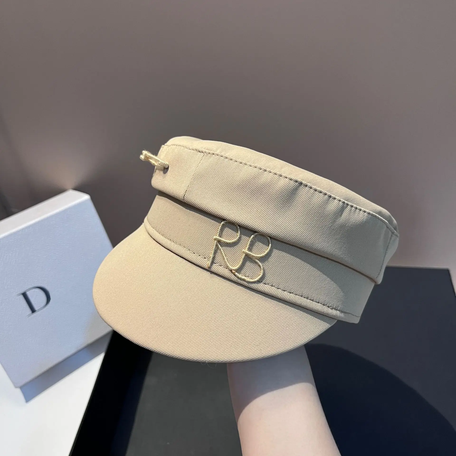 Designer RB Letter Military Cap Spring Summer Travel Newsboy Caps Fashion Women Streetwear Flat Top Sailor Hat Lady Navy Hats