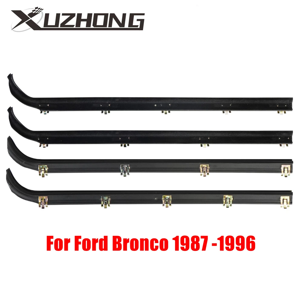 E7TZ1521452A E7TZ1521453A 4PCS Door Window Seal Belt Weather Strip Weatherstrip Kit For Ford 1987-1997 F150 F250 F350 Black