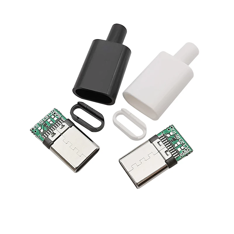 Usb Type-c With Pvb Board Welding Wire 3.1 Male Four-piece Black\White Shell High Current Charging Socket Diy Accessories A1