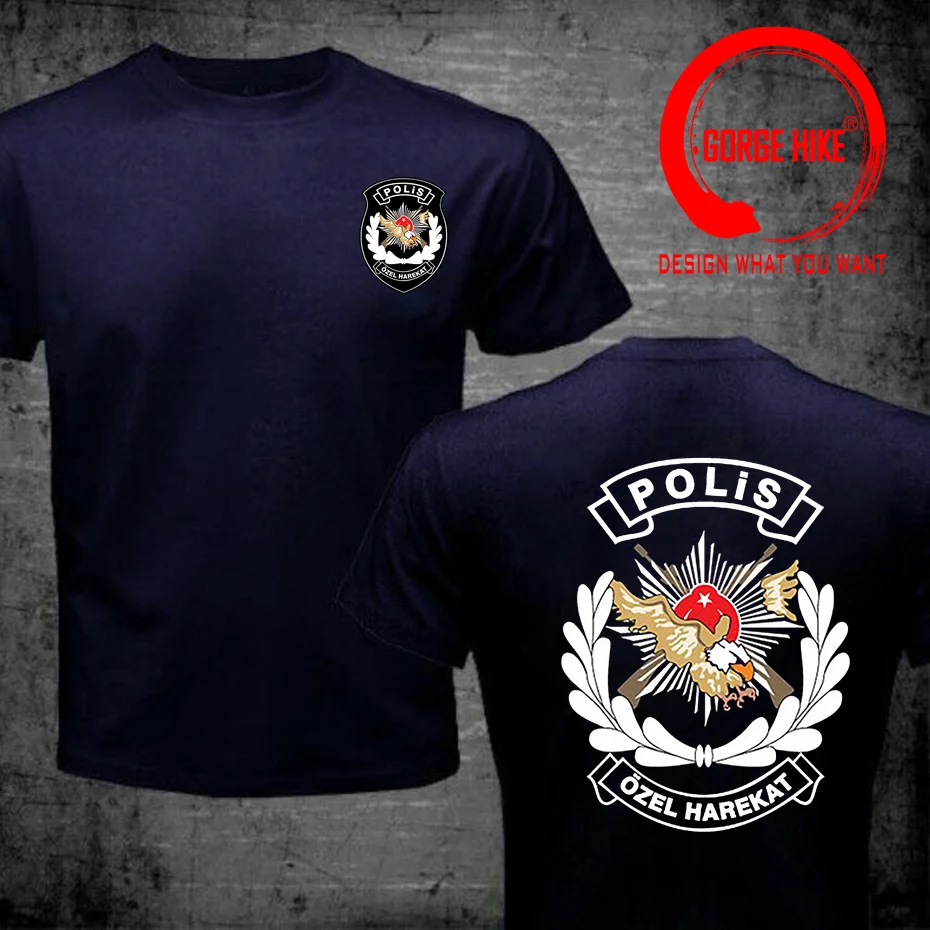 Fashion Short Sleeve Black T Shirt Youth Round Collar Customized T-Shirts New Turkey Polis Ozel Harekat Special Force Anti Tees