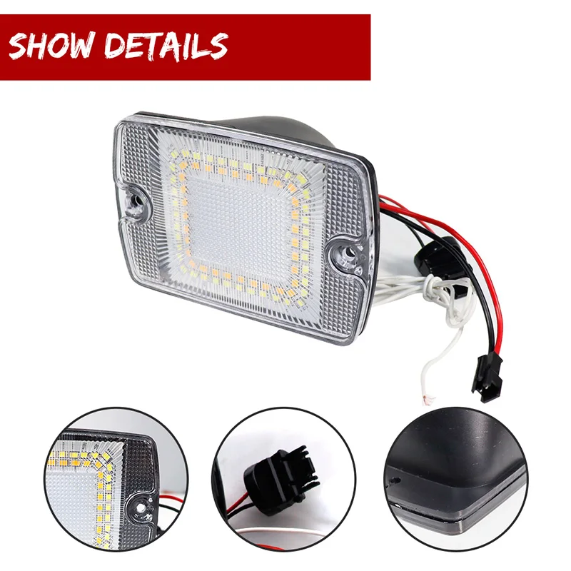 Dwukolorowy bursztynowy przedni kierunkowskaz LED z białym światłem do jazdy dziennej DRL / światłem drogowym dla Jeep Wrangler YJ 1987-1995 — zdjęcie 3