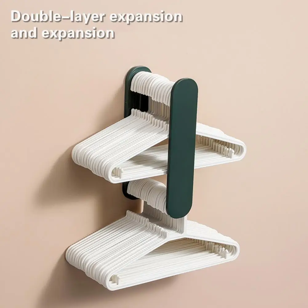 Wall-Mounted Hanger Organizer Stacker Telescopic Design Easy Installation Punch Free Stretchable Hanger Storage Rack