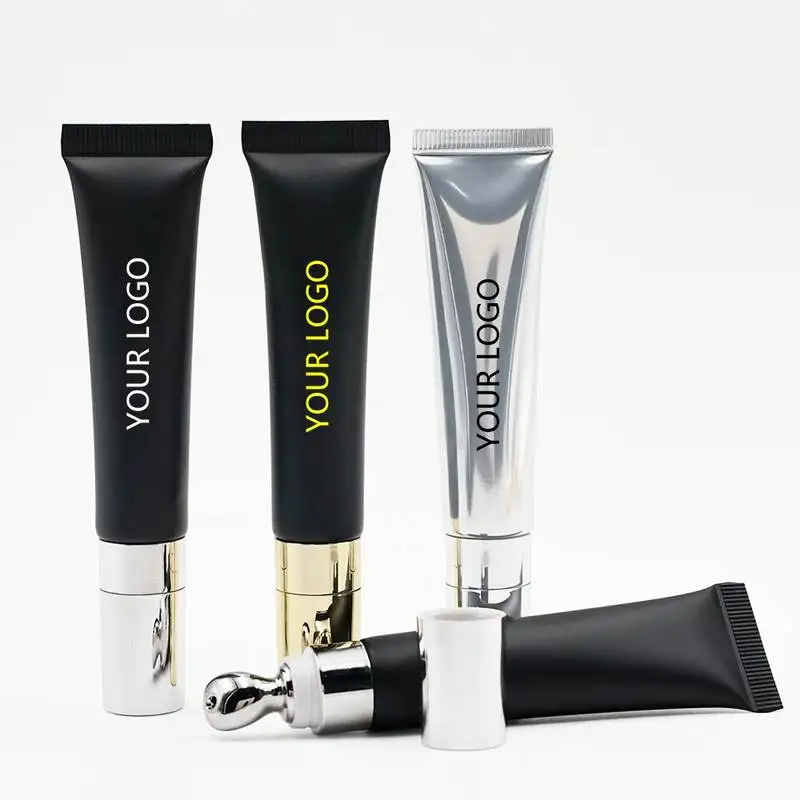 【Logo Custom】50Pcs Customized Wholesale 15ml Black Soft Tube Empty Tube for Moisturizing Fruit Lip Gloss & Lip Oil Cosmetics