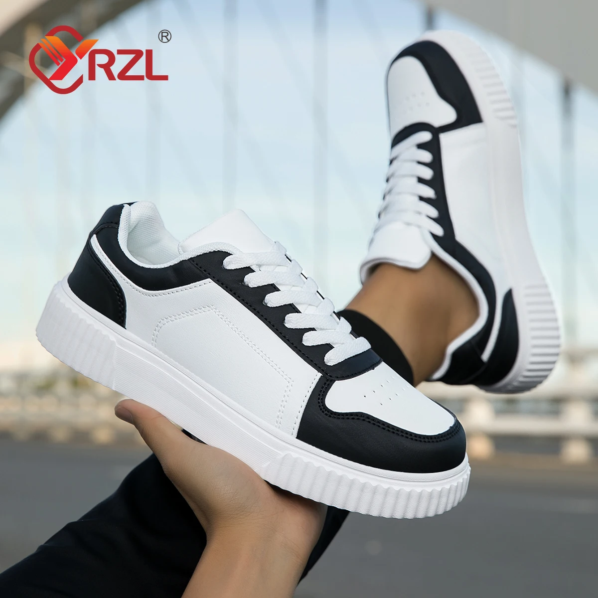 

YRZL Mens Sneakers Autumn White Shoes Lightweight Thick Sole Non Slip Skatebaord Shoes Unisex Casual Sports Shoes for Man