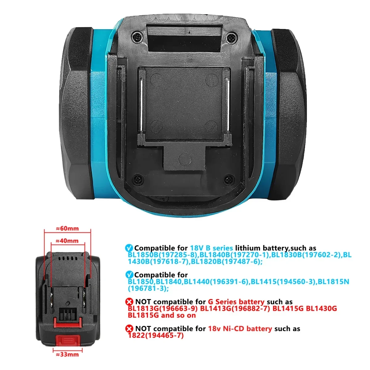 ลําโพงไร้สายลําโพงที่รองรับ Bluetooth สําหรับ Makita 18V 20V Li-Ion แบตเตอรี่ชาร์จสําหรับโทรศัพท์