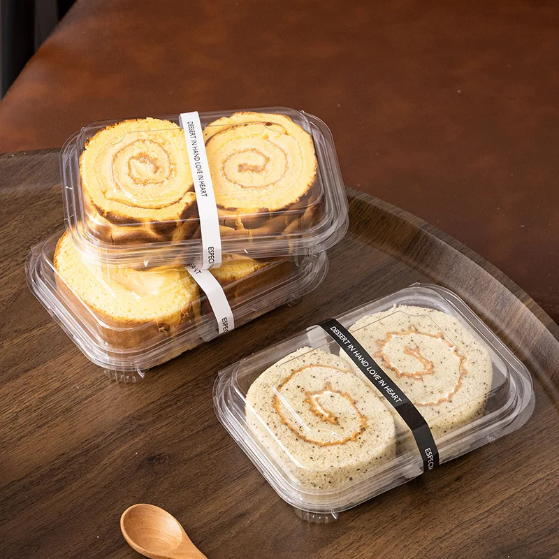 50 個の透明なプラスチックのテイクアウト容器使い捨てクラムシェルデザート容器蓋付きサラダサンドイッチスイスロールケーキボックス