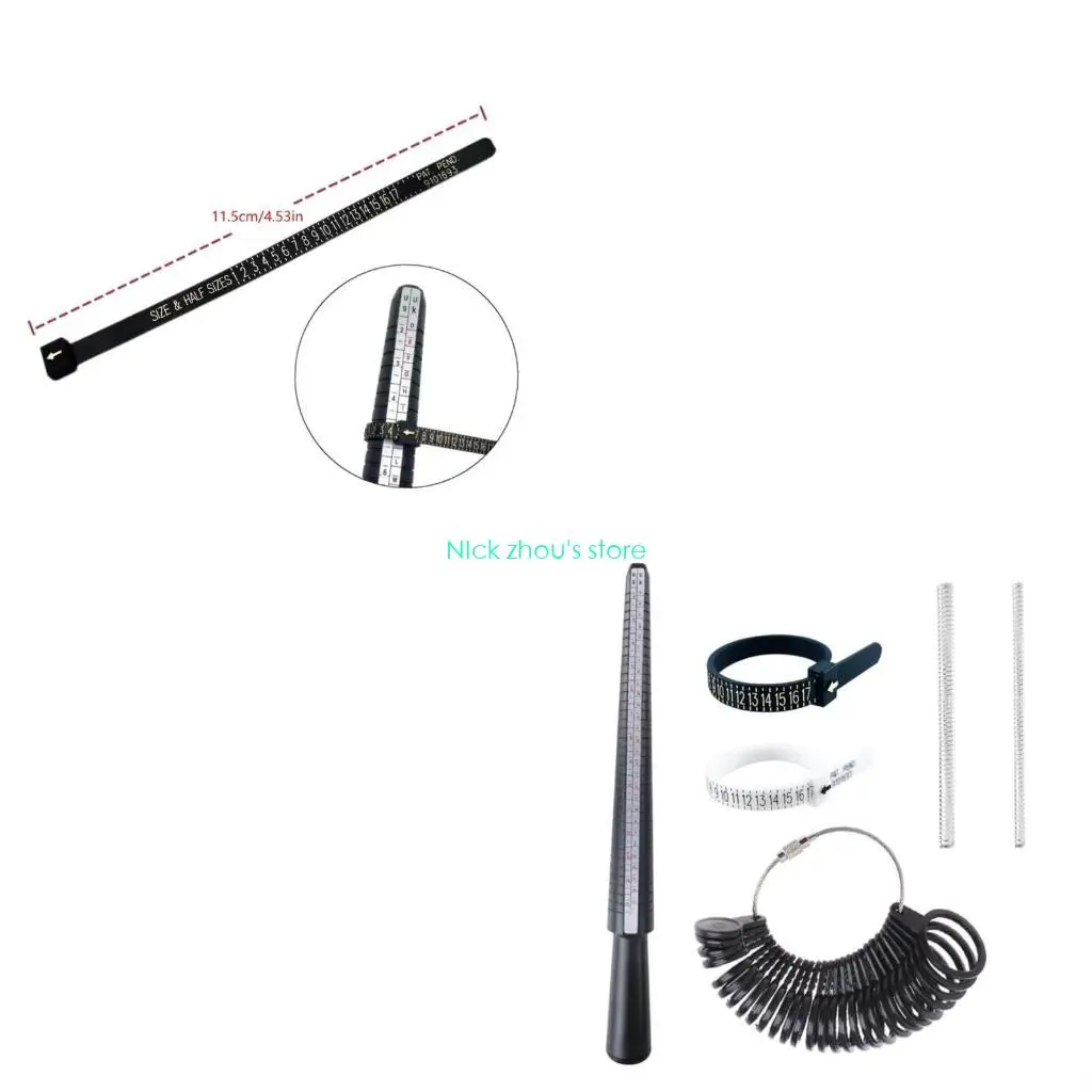 

E15E 3/4/6/7Pcs Rings Sizer Measuring Tool Set Rings Gauges Finger Sizer Mandrel Rings Sizer Tool for Jewelry Sizing Measuring