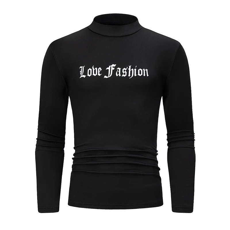 1/3 قطعة الرجال طويلة الأكمام أعلى منتصف الرقبة تي شيرت الشباب الخريف والشتاء الرياضة غير رسمية مريحة حجم كبير العصرية داخل #3