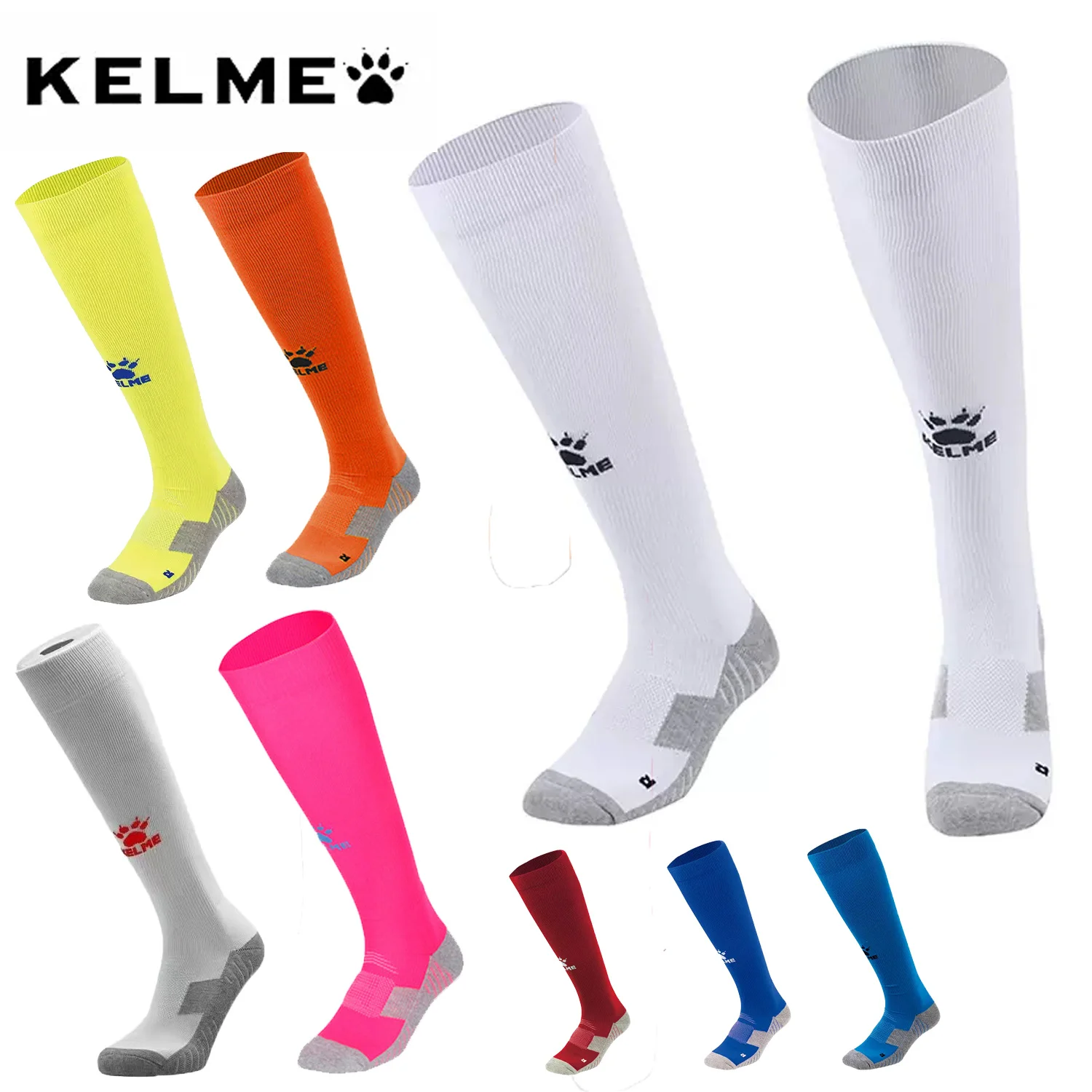 KELME Anti Slip Football Socks Men\'s Soft Breathable Cotton Sports Socks Over-the-knee Football Sports Stockings Male K15Z908