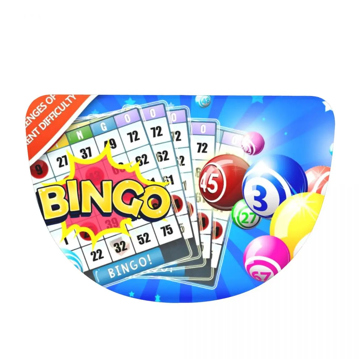 Robe Bingo Game Soft Flannel Half Round Doormat Non Slip Bathroom Mat Absorbent Floor Carpet for Garage