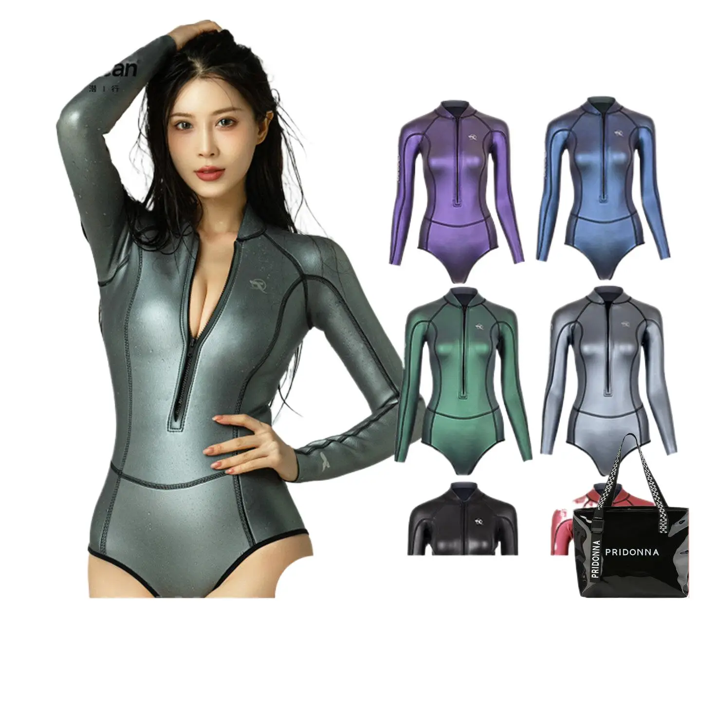 

2MM Hip Zipper Bikini Free Diving Wet Suit Traje De Buceo Mujer Kombinezon Do Nurkowania 2mm Diving Suit