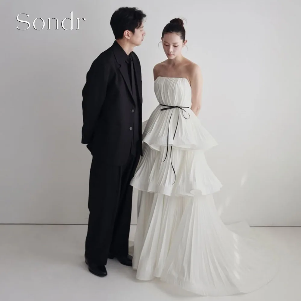 

Sondr Customized Tiered Chic Korean Wedding Dresses Photo Shoot Floor-Length Japanese Luxury Women Party Gown for Wedding