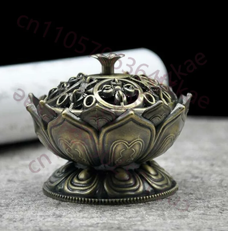

Chinese Style Buddhist Lotus Cone Incense Burner Holder Flower Statue Censer