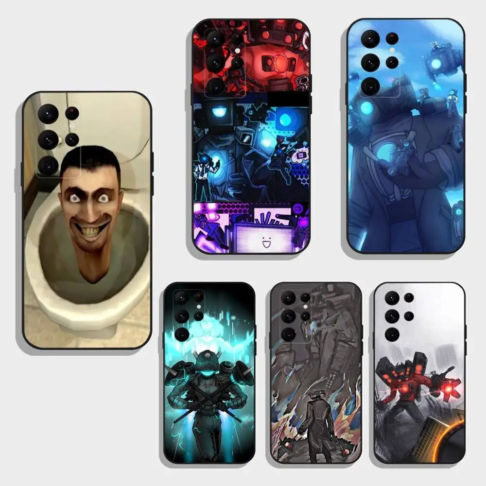 

S-Skibidi T-Toilet Phone Case For Samsung S25,S24,S21,S22,S23,S30,Ultra,S20,Plus,Fe,Note,5G Black Cover