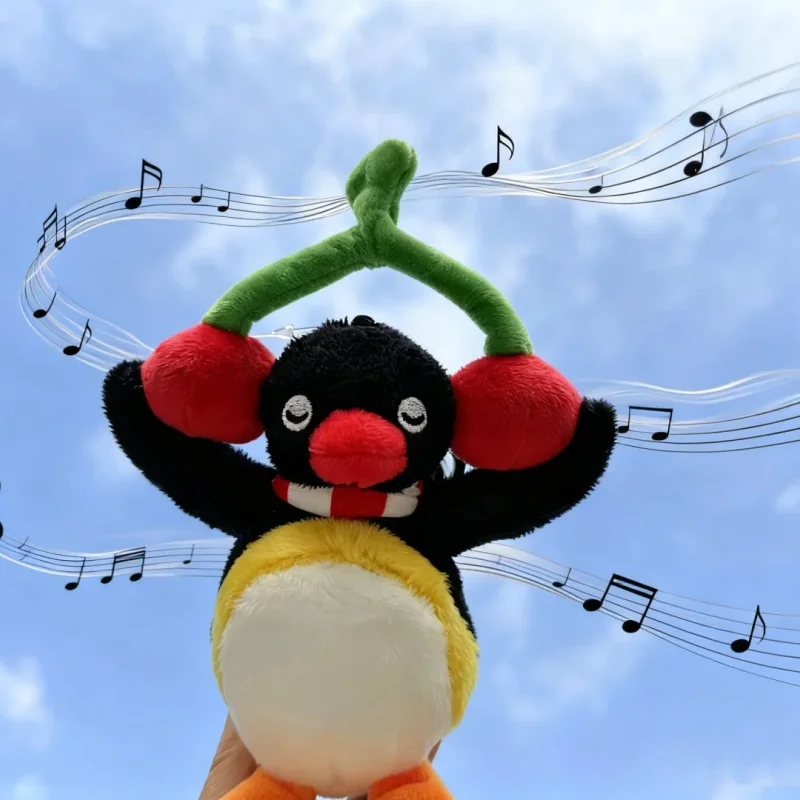 Neue echte Pingu Pinguin Kreative Obst Serie Plüsch-schlüsselanhänger Hören Kirsche Puppe Schöne Weiche Hängende Ornament Weihnachten Geschenk