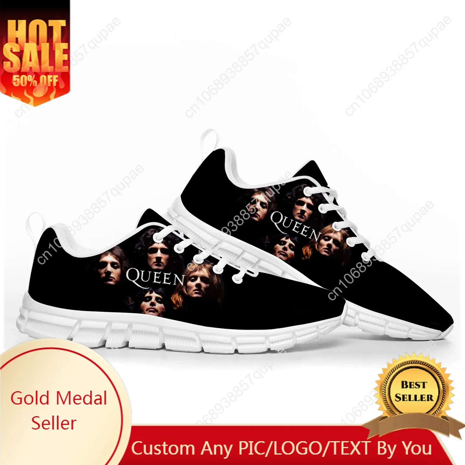 

Queen Rock Band Fashion Sports Shoes Mens Womens Teenager Sneakers Casual Custom High Quality Couple Shoes White