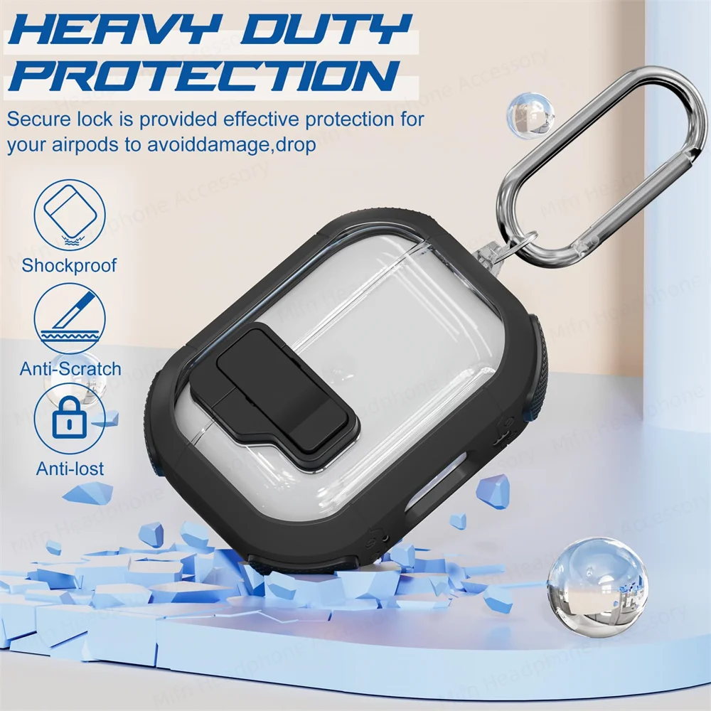 에어팟 프로 케이스 스위치 투명 헤드폰 케이스, 에어팟 프로 2 세대, 1 세대, 2023 2022/2019 용, 키체인 포함, 신제품