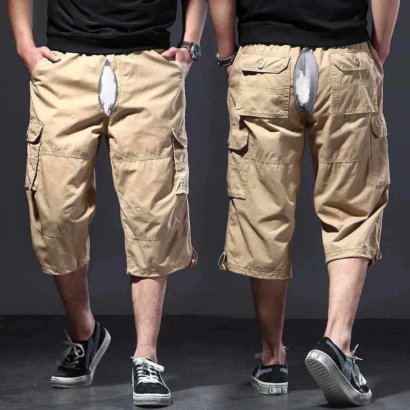 Cotton Invisible Open-Seat Pants Outdoor Sex Driver Fast Pants Men's Summer Casual Shorts Loose Sports Cargo Shorts Pants Men