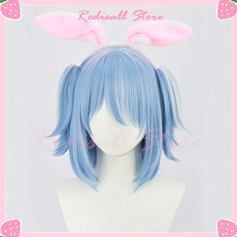 Vtuber Usada Pekora Cosplay Wig Ears Buns Short Long Hair Blue Sailor Heat Resistant Adult Bunny Girls Vitual Youtuber