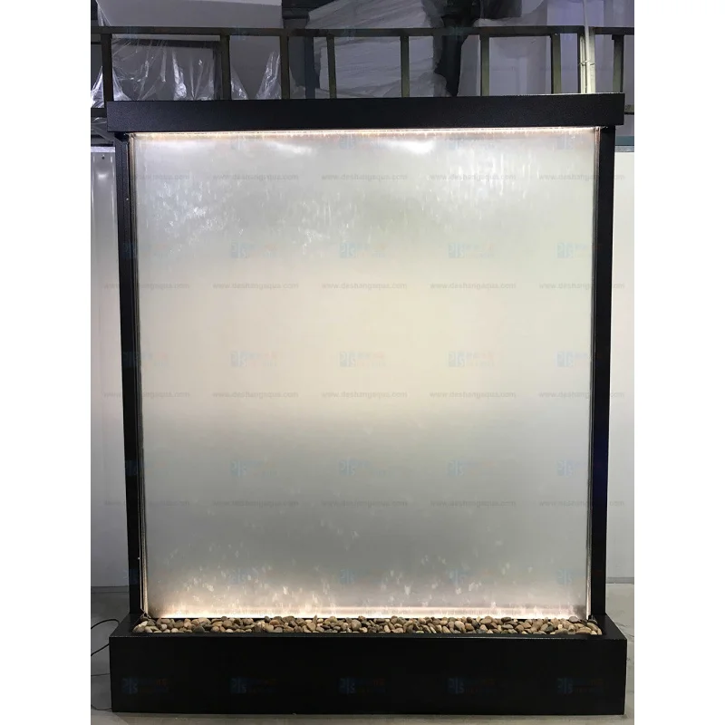 custom.2.High 1.8m Wide Indoor Waterfall Fountains Contemporary Wall Black Powder Coated Frame Stainless Garden Ornamen