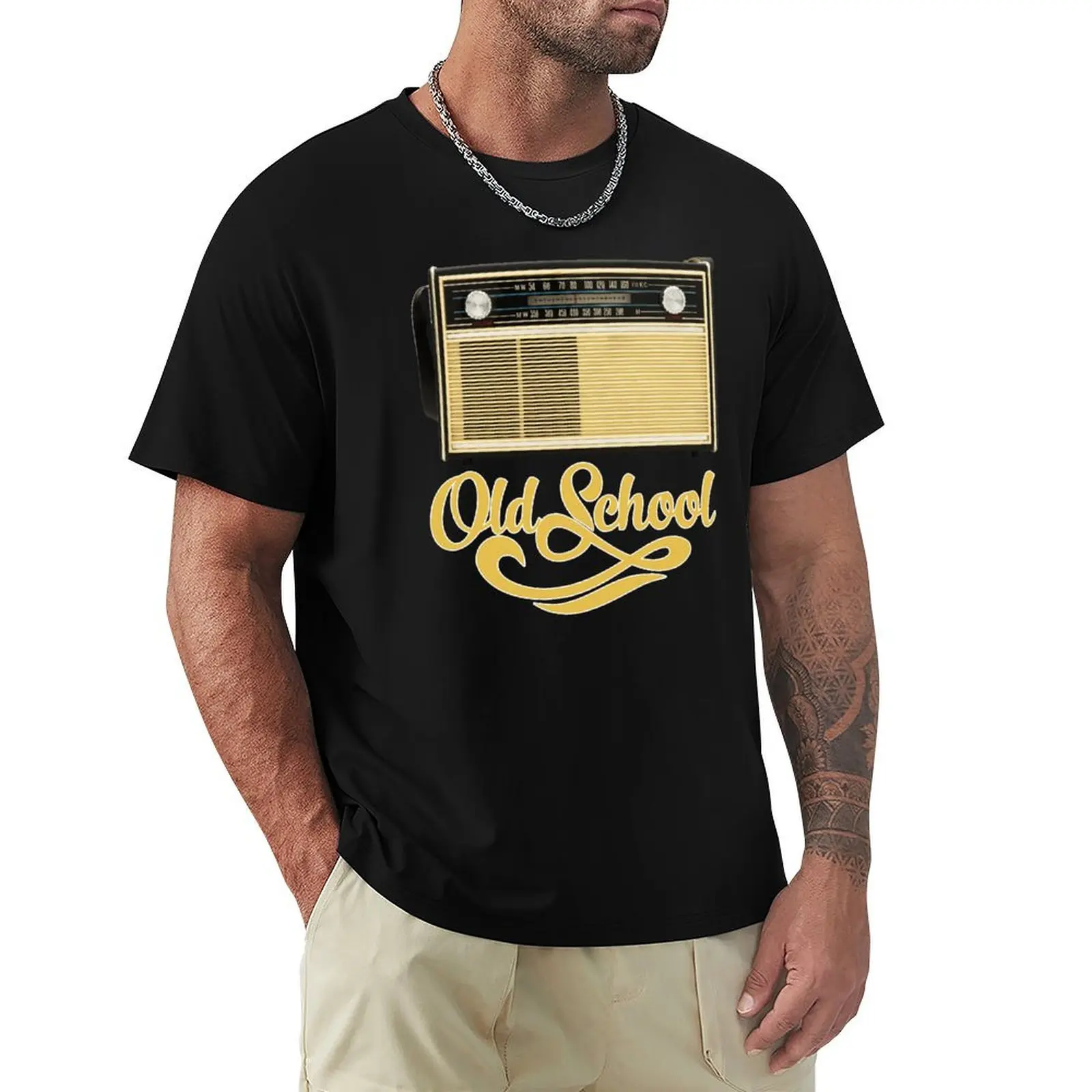 Old School Classic Retro Vintage Radio T-Shirt Plus Size Loose Short Sleeve Top