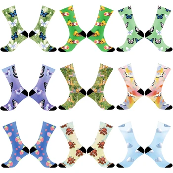 귀여운 따뜻한 면 양말, 미디엄 튜브, 다용도 긴 튜브, 만화 스포츠 스타킹, 가을 겨울 