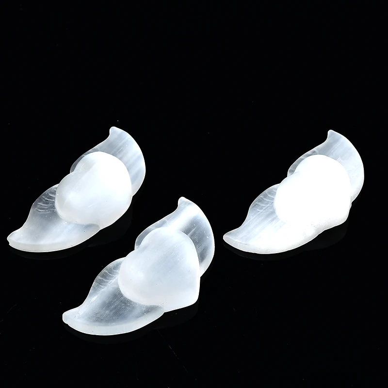 1PC Natural White Selenite Rough Mineral Specimen Healing Crystal Love angel Shape Making Stone Plate Carving Home Decor Gifts