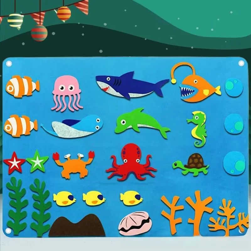 Cross-Border Early Childhood Eon 3D DIY Felt Game Pa S Board Busy Board Printed Dinosaur Animal Toys for Kids