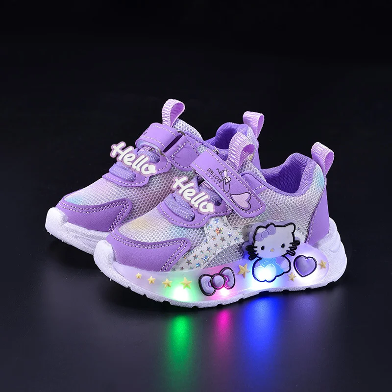 

Sanrio Baby Toddler Shoes Spring fall New Cartoon hello kitty LED Lighted Sneakers Children Mesh Breathable Lighted Casual Shoes