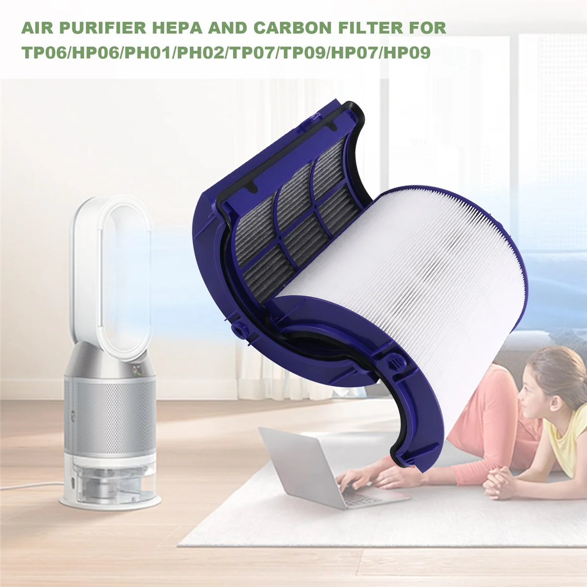 Air Purifier HEPA and Carbon Filter for TP06, TP09, HP06, PH01, PH02, TP07, HP07, HP09, 970341-01, 965432- 01