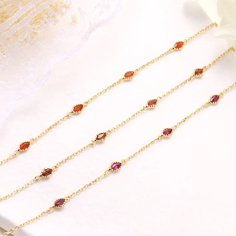 925 Silver Gold Plated Rhombus Crystal Bracelet Simple All Match Women Hand Jewelry