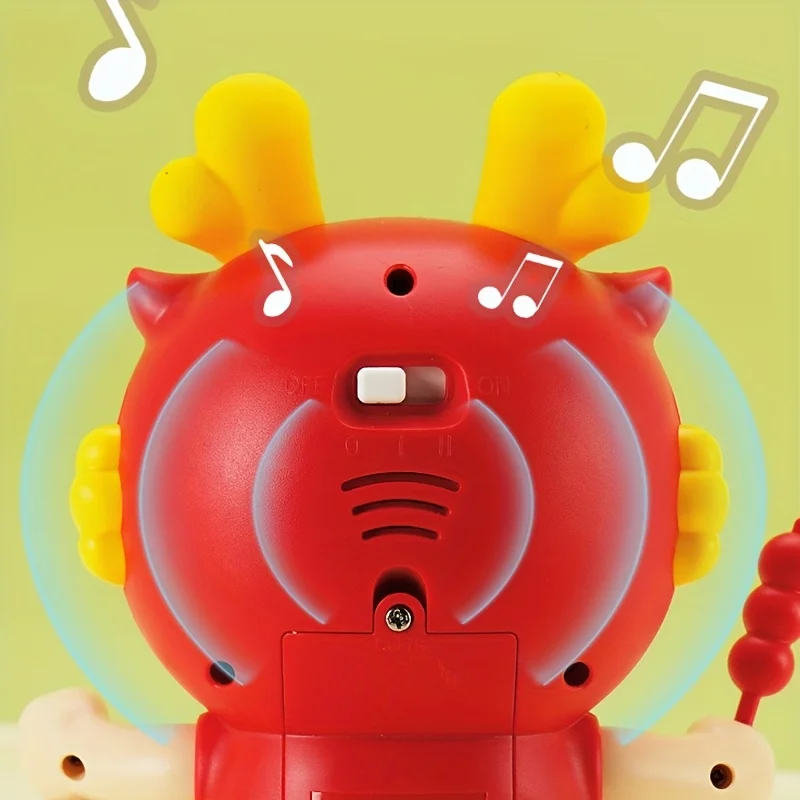 Giocattolo drago animato con luce e musica, mascotte dello zodiaco cinese, decorazione del festival, oggetto per feste per bambini, rosso/blu