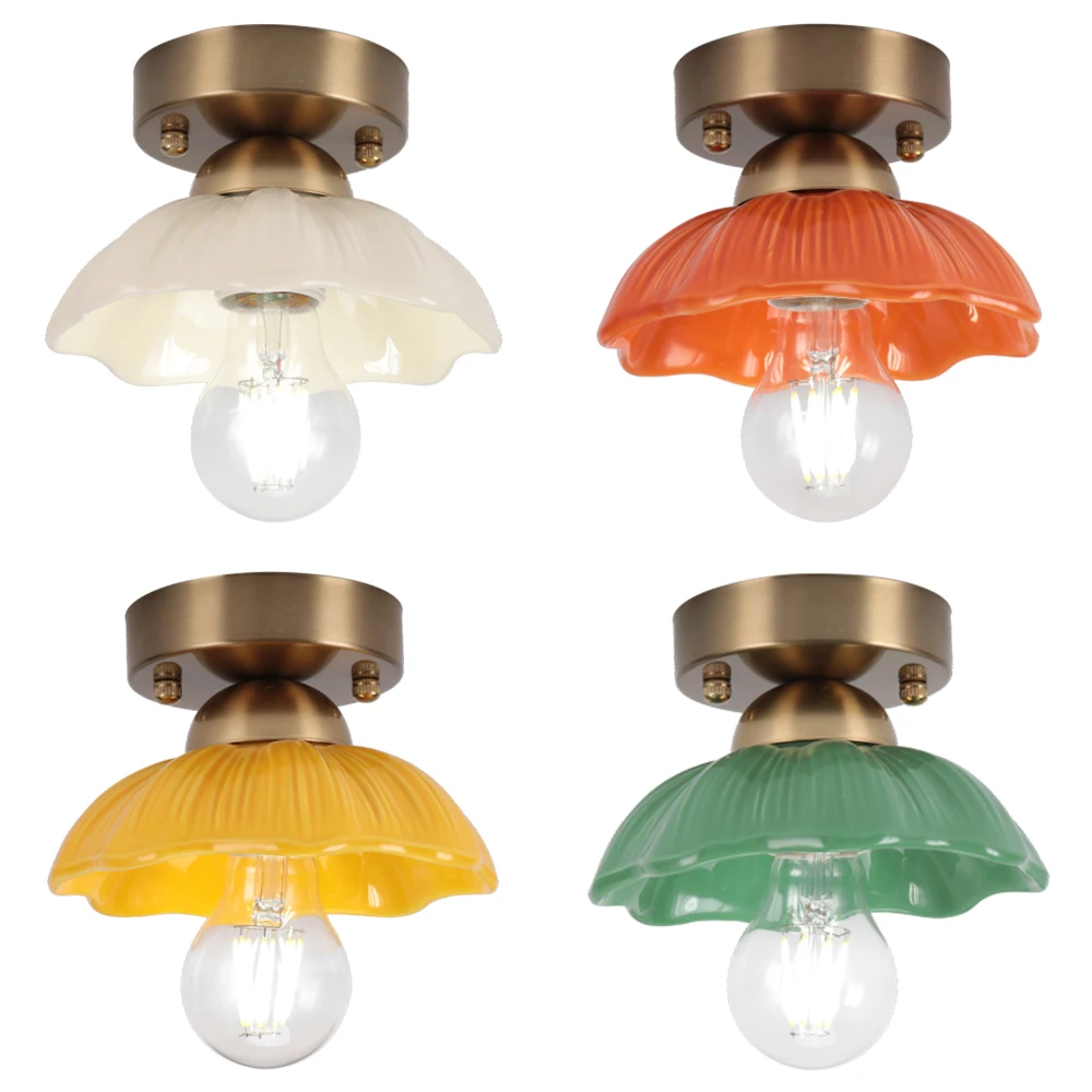 Modern Ceramic Ceiling Lights Nordic Home Decor Living Room Ceiling Lamp Bedroom Kitchen Ceramic Shade Cafe Lighting Fixture E27