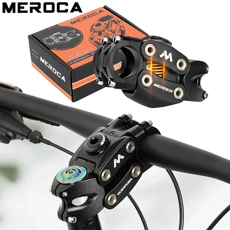 MEROCA Suspension Stem 7 Degree Bicycle Stems 90/50MM Handlebar Stem for Road Gravel Hybrid Aluminum E-Bikes Damper Stem