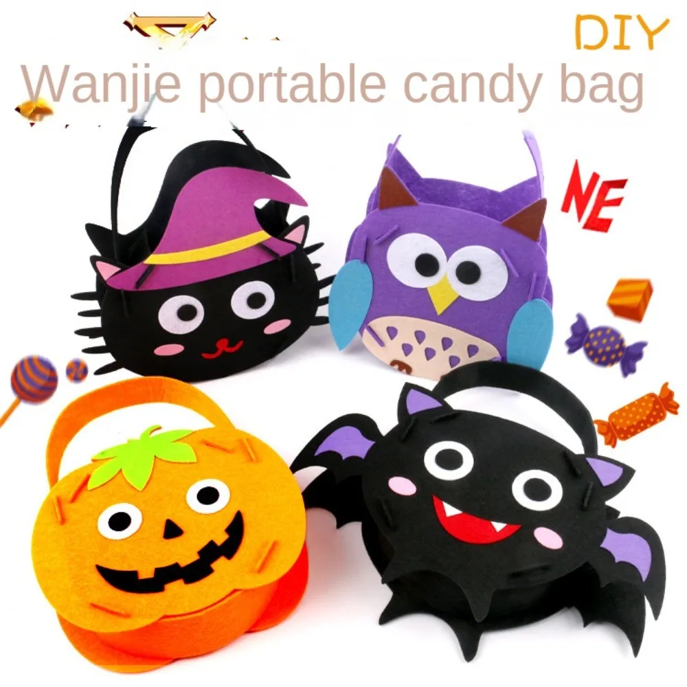 Storage Bucket Halloween Candy Bag DIY Material Halloween Decoration Halloween Bag Ornament Trick Or Treat Gift Basket Pumpkin