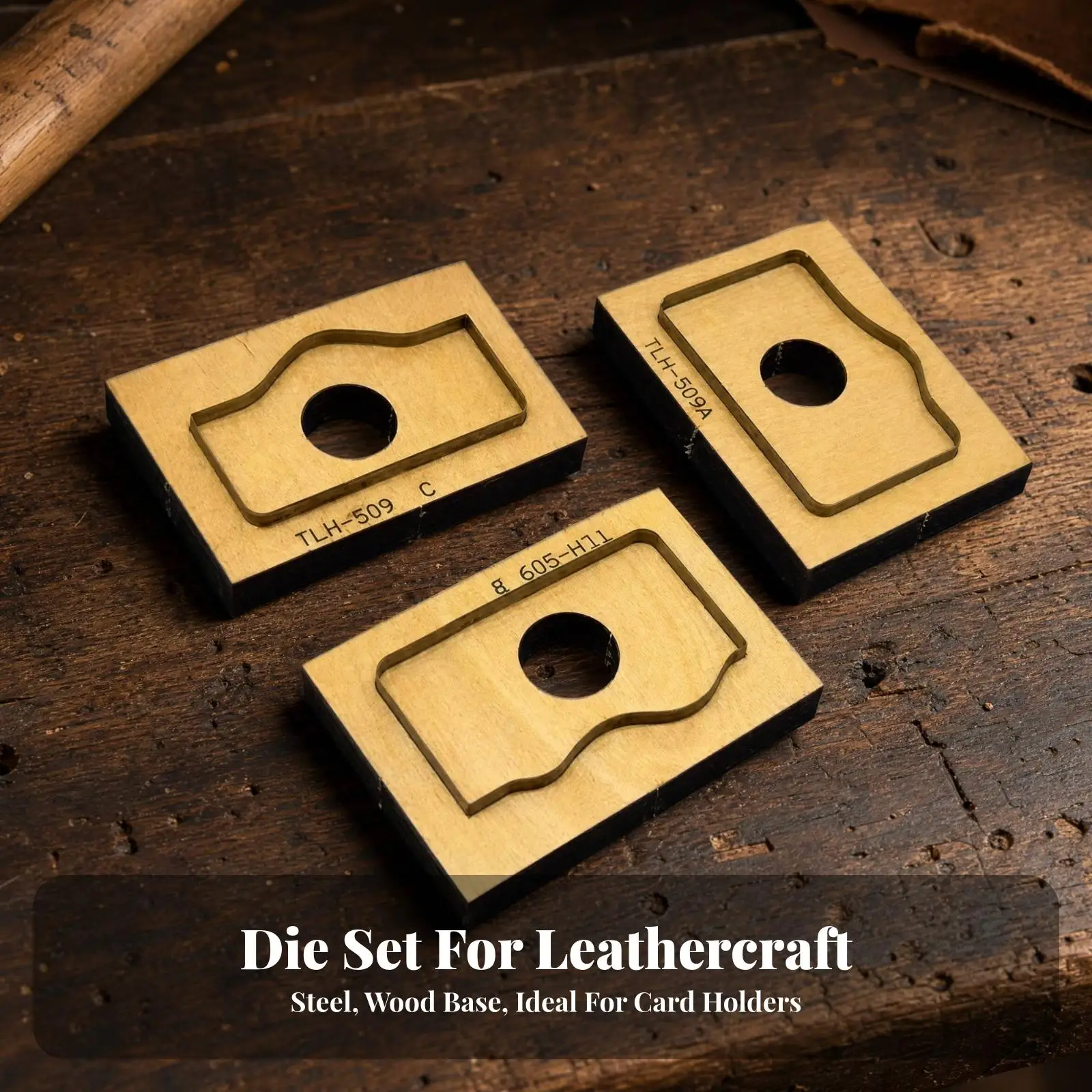 Leather Craft Cutting Die for Card Holder with Raised Outline and Alignment Opening Mold