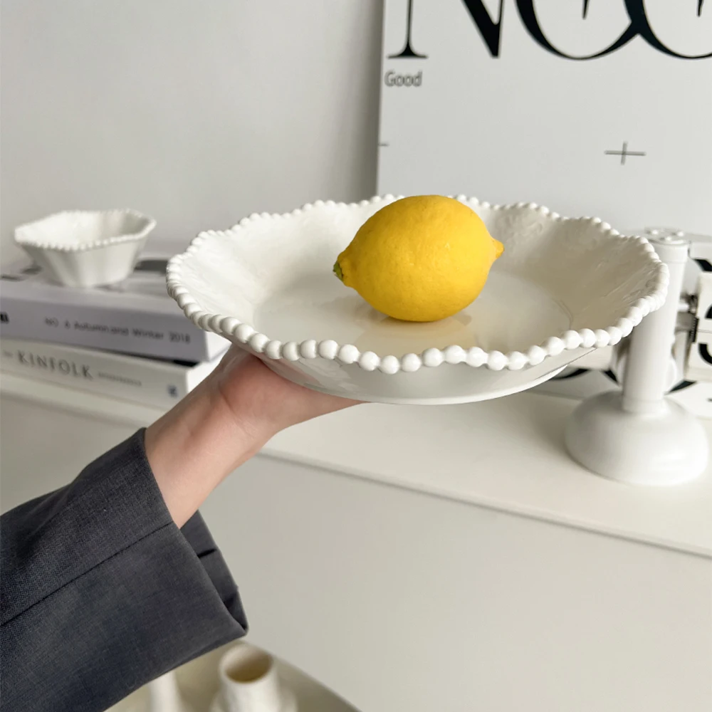 

Керамический набор тарелок с жемчугом, роскошные шикарные тарелки для завтрака, стильная домашняя кухонная посуда для ежедневной столовой