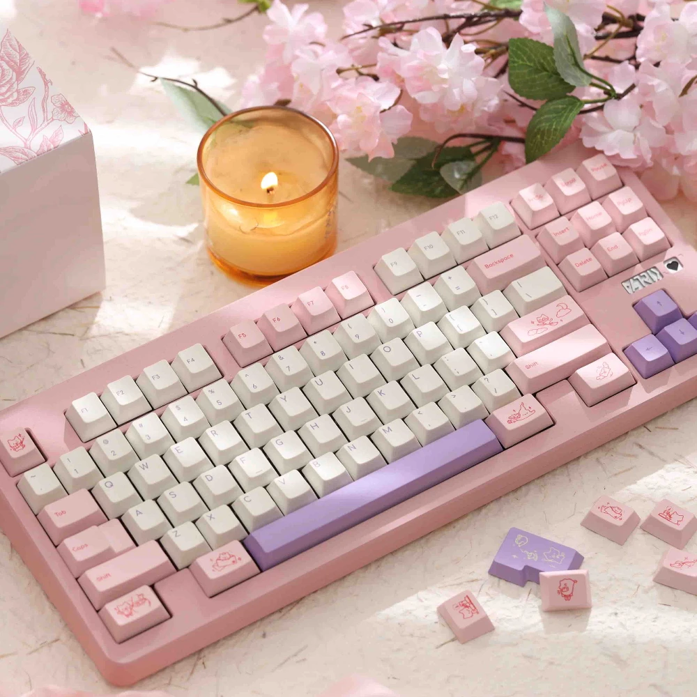 

Набор клавишных колпачков Magic Mimi, 145 клавиш, розовый, милый, персонализированный, на заказ, колпачок для клавиатуры, вишневый профиль, колпачок для механической клавиатуры