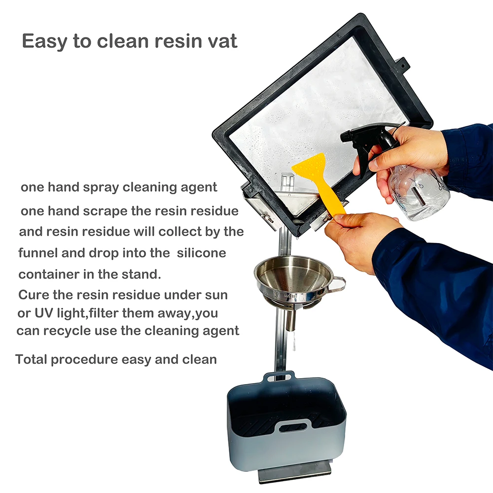 Picture 6: 3D Printer Resin Recycle Funnel Stand Resin Vat Holder Resin Tank Stand Funnel Holder Easy to Pour Liquid to Bottle Easy Clean