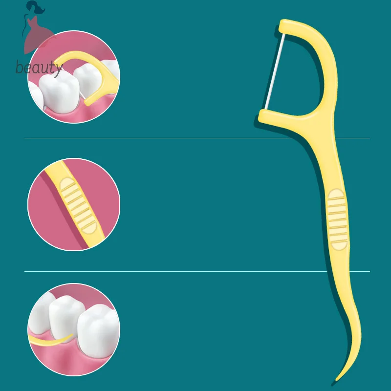 Hilo Dental de 100 piezas para limpieza de dientes, minihilo Dental con palillo de dientes, hilo de polímero, línea plana ultrafina