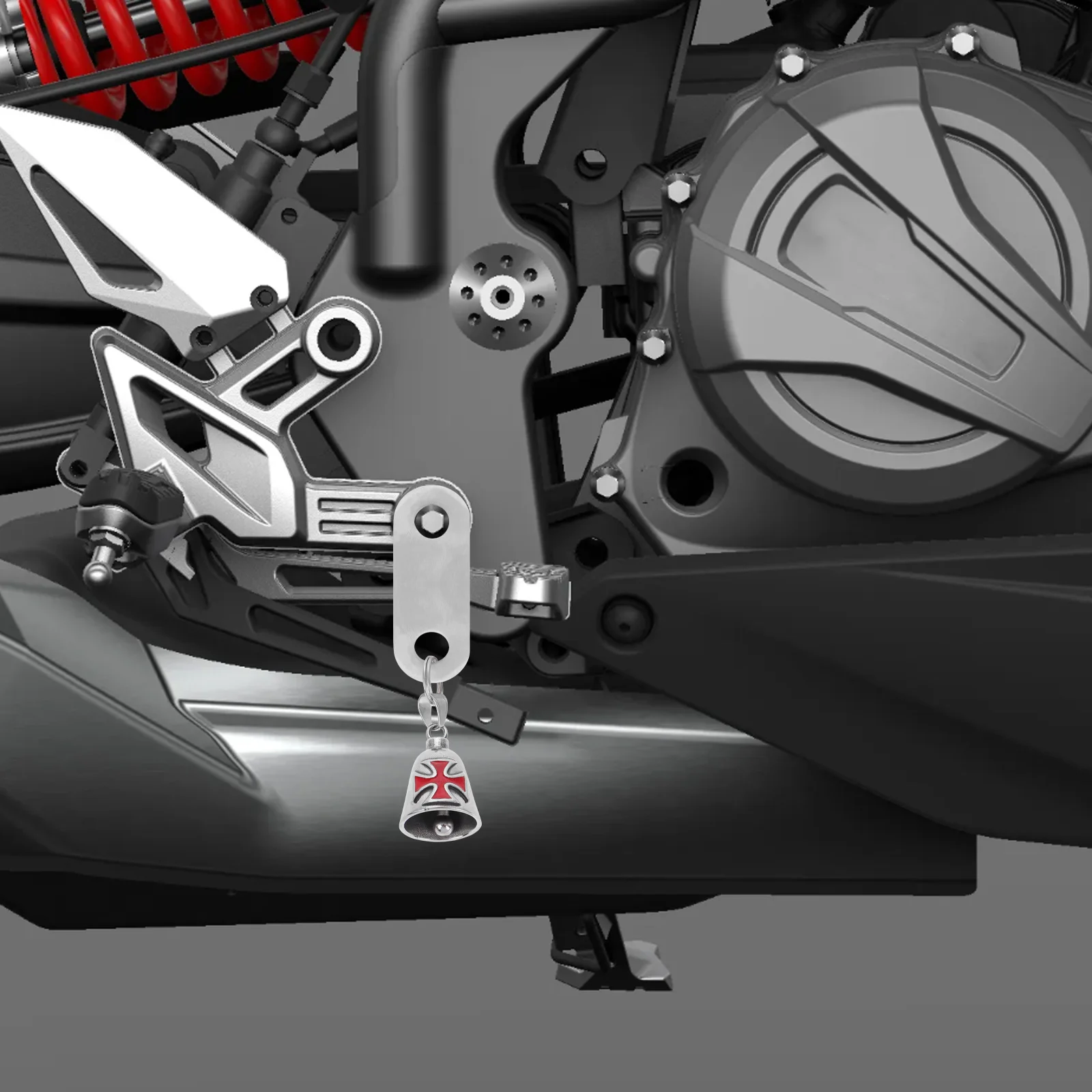 

1Set Retro Cross Titanium Steel Bell Pendant for Motorcycle Keychain Vintage Punk Style Decorative DIY Craft Charm Sturdy Loud