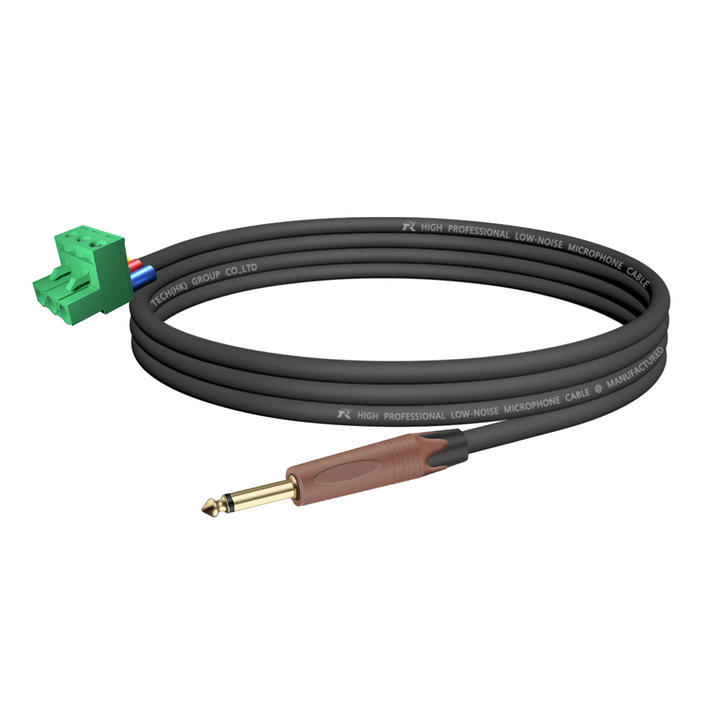 Professionelles 6,35/6,5 mm (1/4 Zoll) TS-Mono-Stecker auf 3-poligen 5,08 mm Phoenix-Stecker-Kabel, symmetrische Audiosignalübertragung – Detail 13