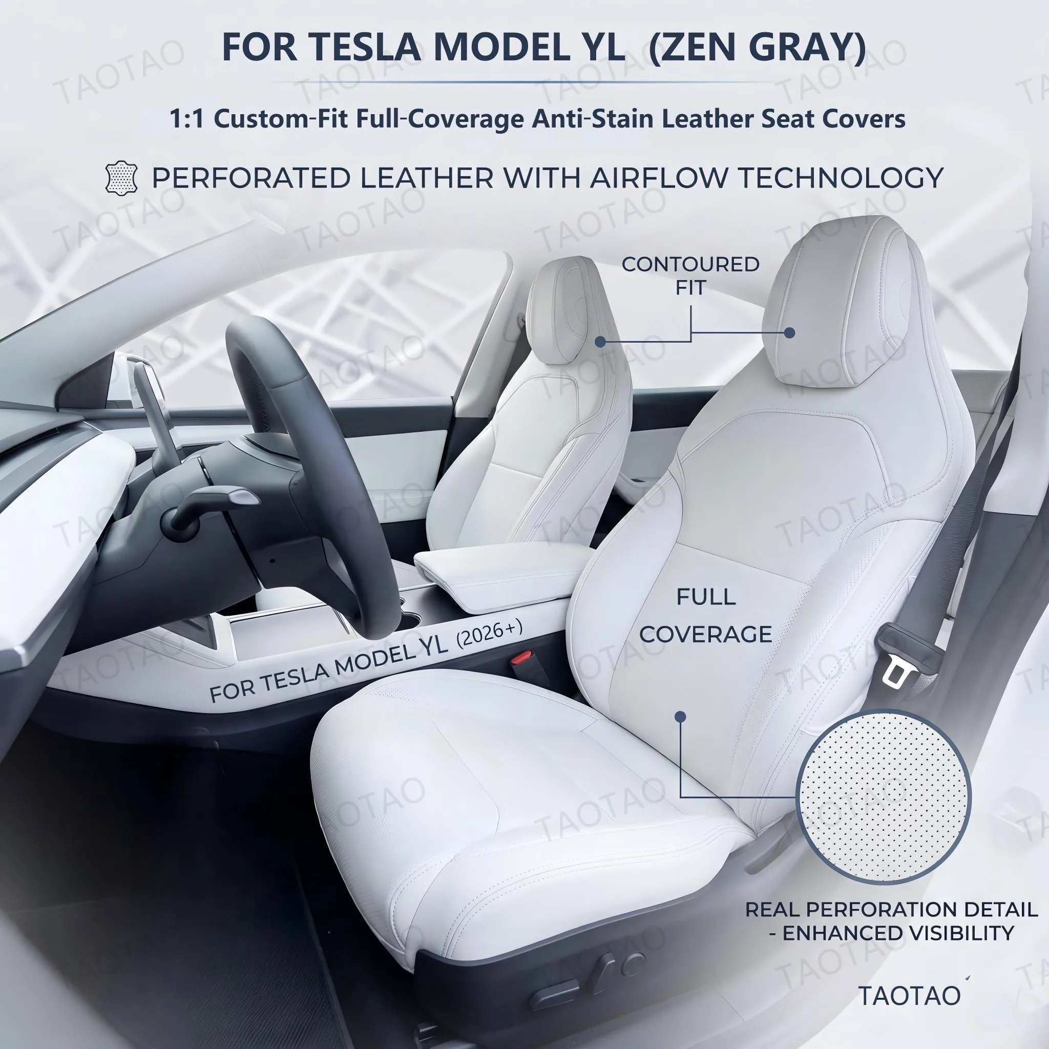 For 2026 New Model Y L / Y Juniper 2025 Car Seat Cover Nappa Leather & 8 Grade Anti Fouling Wholesale Price Interior Accessories